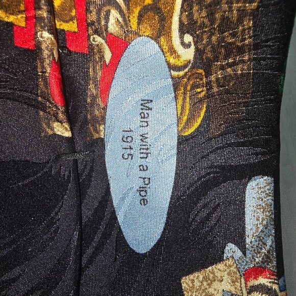 PICASSO COLLECTION BY FINE ARTS FASHIONS "MAN WITH A PIPE" MENS TIE SILK EUC - Picture 5 of 6